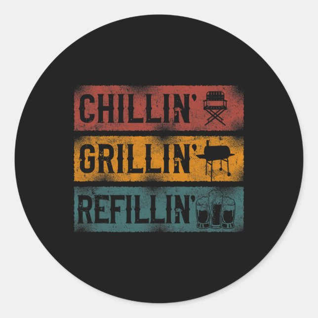 Adesivo Churrasco Fumante Chillin' Grillin' Refillin' (Frente)