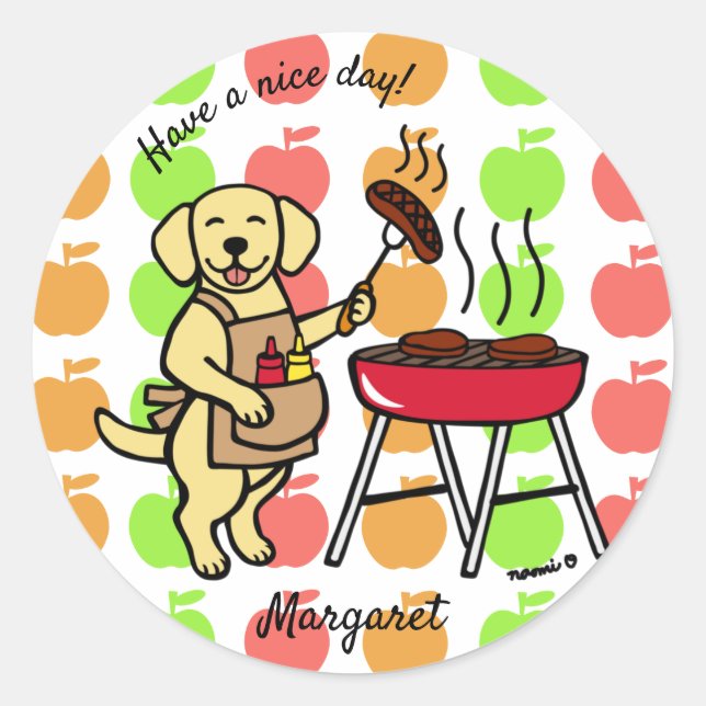 Adesivo CHURRASCO Yellow Labrador Chef Cartoon (Frente)