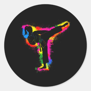 Adesivo Chute de Taekwondo Artes Marciais Mulheres Meninas