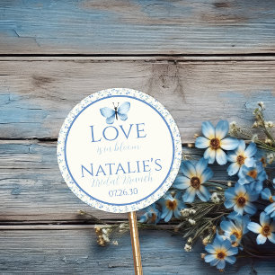 Adesivo Chuva Azul Amor Está em Flor Floral Chá de Noiva