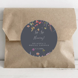 Adesivo Chuva Azul Floral Selvagem Sip Sip Hooray Chá de N