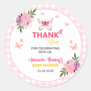 Adesivo Chuva de Amor Rosa Pequena Borboleta Baby Shower O