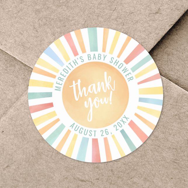 Adesivo Chuva de Amor Solzinho Chá de Bebê (Sunshine Sun Baby Shower Classic Round Sticker)