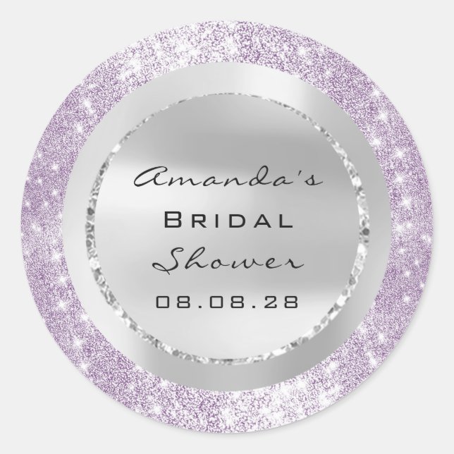 Adesivo Chuva de Arroz Rosa Doce 16º Lilás Brilho Cinza (Frente)