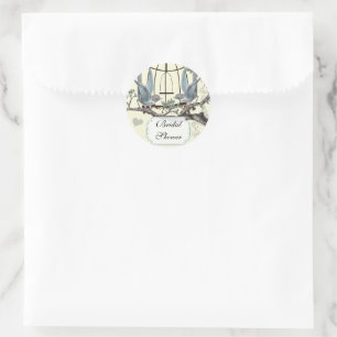 Adesivo Chuva de Arroz Vintage Casamento do Pássaro Azul S