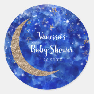 Adesivo Chuva de Azul Dourado Bronze Lua Estrelas Baby Sho
