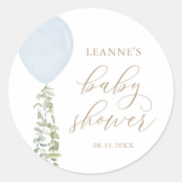 Adesivo Chuva de Balão Azul Eucalipto Baby Shower