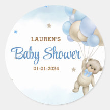 Chuva de Balões Azuis de Ursinho - Baby Shower
