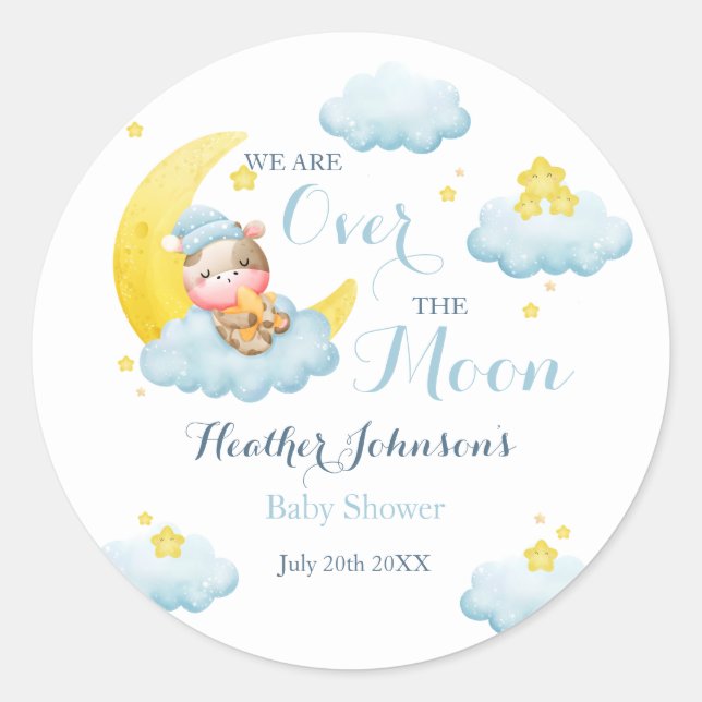 Adesivo Chuva de Balões Baby Shower Vaca Lua Acima (Frente)