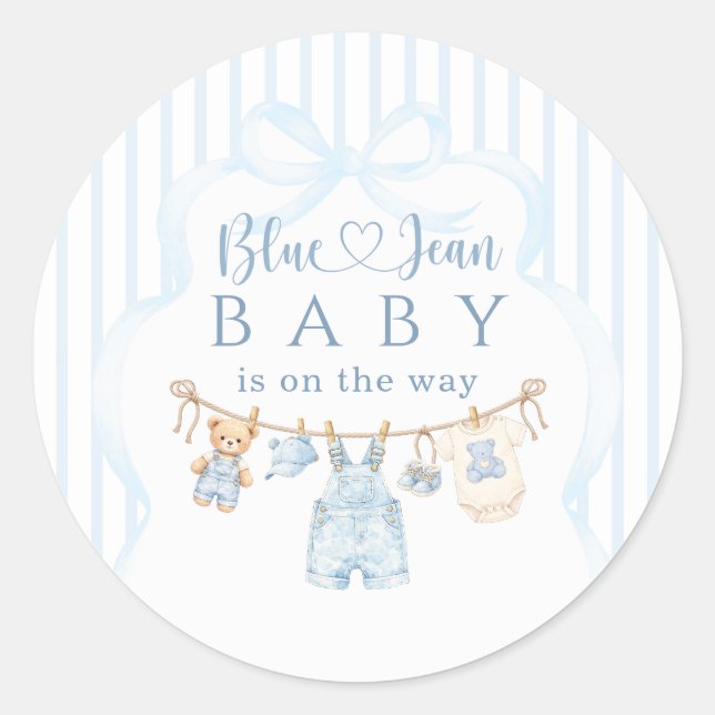 Adesivo Chuva de Bebê Blue Jean Menino Listra Moderna (Frente)