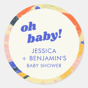 Adesivo Chuva de Bebê Botânica Abstrata Retro Personalizad