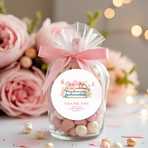 Adesivo Chuva de bebê Capítulo novo floral laço rosa Vinta