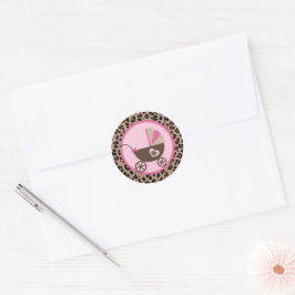 Adesivo Chuva de Bebê Carruagem Rosa e Leopardo