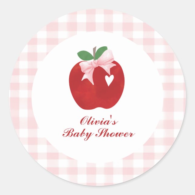 Adesivo Chuva de Bebê Coquette Apple Laço Rosa (Frente)