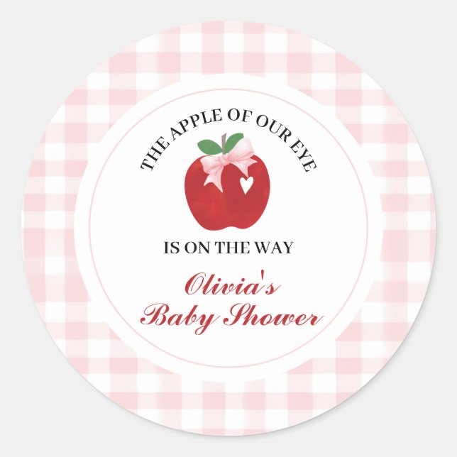 Adesivo Chuva de Bebê Coquette Apple Laço Rosa (Frente)