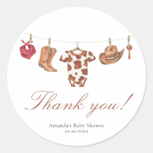 Adesivo Chuva de bebê cowboy aquarela Obrigado