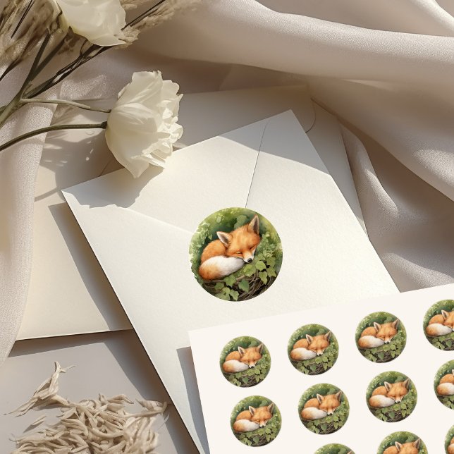 Adesivo Chuva de Bebê de Raposa Adormecida em Aquarela com (Criador carregado)