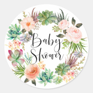 Adesivo Chuva de Bebê de Verão Coroa Floral Boho Suculenta