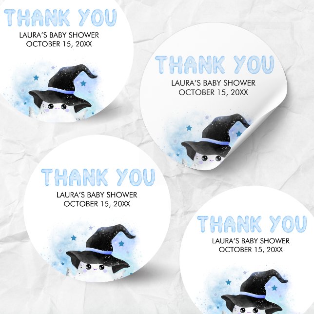 Adesivo Chuva de Bebê do Fantasminha Azul Bruxa (Little Boo Baby Shower Sticker)