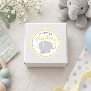 Adesivo Chuva de Bebê Elefante Cinza Chevron Amarelo