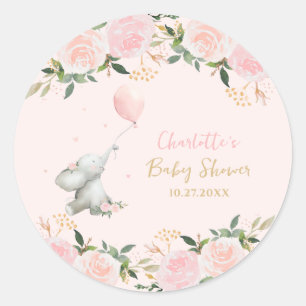 Adesivo Chuva de Bebê Elefante Floral Menina Aquarela Fofa