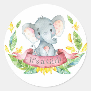 Adesivo Chuva de Bebê Elefante Menina Rosa