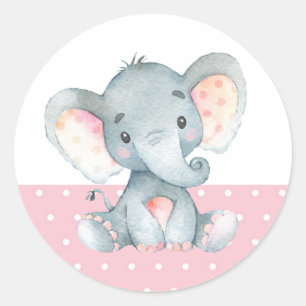 Adesivo Chuva de Bebê Elefante Menina Rosa