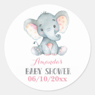 Adesivo Chuva de Bebê Elefante Menina Rosa e Cinza