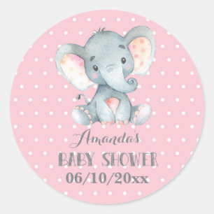 Adesivo Chuva de Bebê Elefante Menina Rosa e Cinza