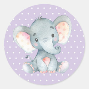 Adesivo Chuva de Bebê Elefante Menina Roxo