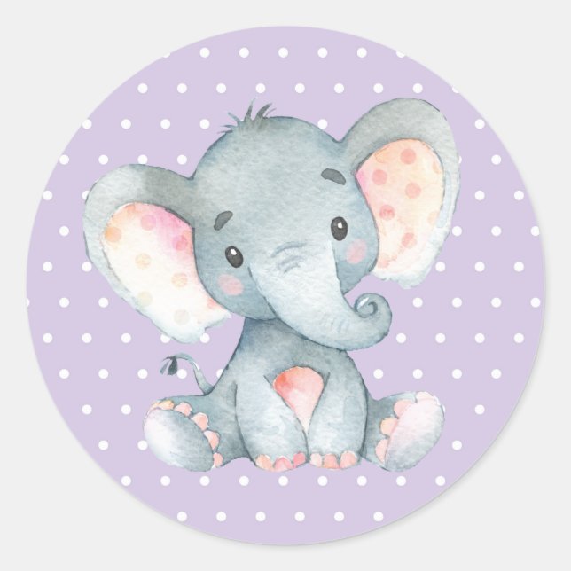 Adesivo Chuva de Bebê Elefante Menina Roxo (Frente)