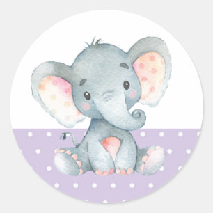 Adesivo Chuva de Bebê Elefante Menina Roxo