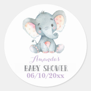 Adesivo Chuva de Bebê Elefante Menina Roxo e Cinza