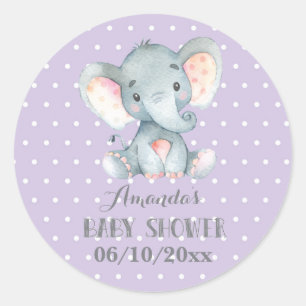 Adesivo Chuva de Bebê Elefante Menina Roxo e Cinza