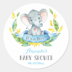 Adesivo Chuva de Bebê Elefante Menino Azul e Cinza