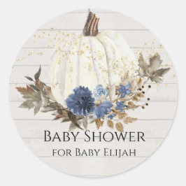 Adesivo Chuva de Bebê em Azul Naval Floral Abóbora Cinza M