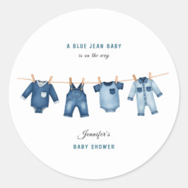 Adesivo Chuva de Bebê em Jeans Azuis - Tema Denim