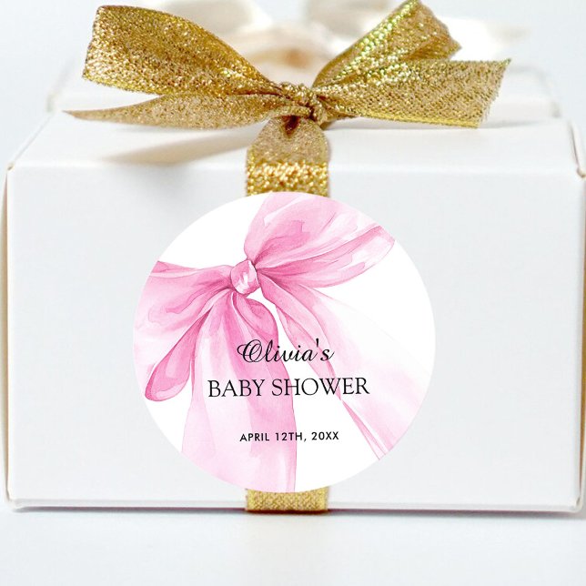 Adesivo Chuva de Bebê Fita de Laço Rosa (Criador carregado)