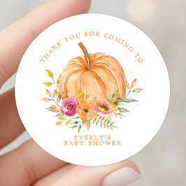 Adesivo Chuva de Bebê Floral de Abóbora de Outono Obrigado