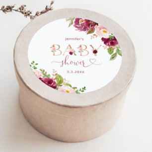 Adesivo Chuva de bebê floral dourada em burgundy de outono