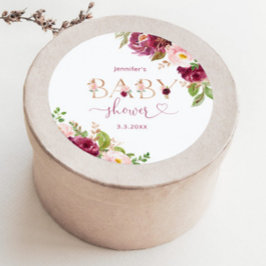 Adesivo Chuva de bebê floral em dourado e burgundy de outo