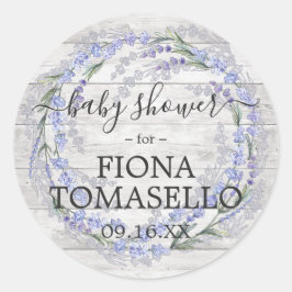 Adesivo Chuva de Bebê Floral Lavanda em Madeira Rústica