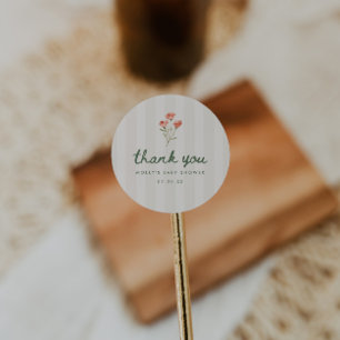 Adesivo Chuva de Bebê Floral Listrada Bege Minimalista