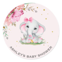 Chuva de Bebê Floral Rosa Elefante Fofo