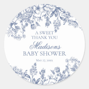 Adesivo Chuva de Bebê Floral Vintage Chinoiserie Azul Círc