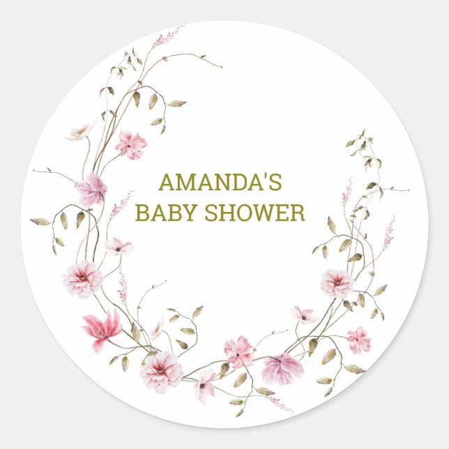 Adesivo Chuva de Bebê Flores Silvestres Elegantes (Frente)