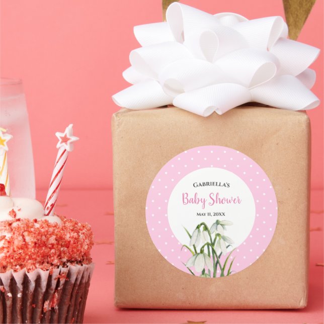 Adesivo Chuva de Bebê Gotículas de Neve Branca Bolinhas Co (Festa)