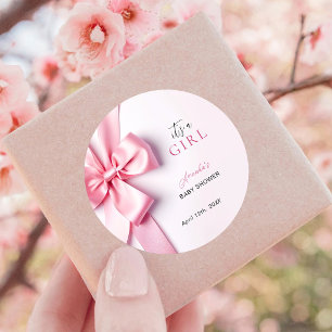 Adesivo Chuva de Bebê Laço de Fita Rosa É uma Menina