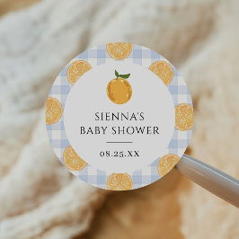 Adesivo Chuva de Bebê Laranja Gingham Cítrico