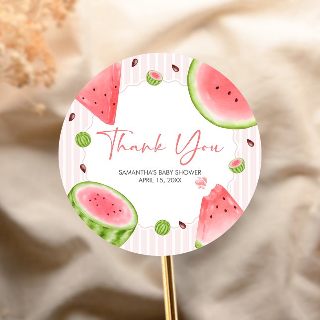Adesivo Chuva de Bebê Melancia (Sweet Little Girl Watermelon Baby Shower Sticker)